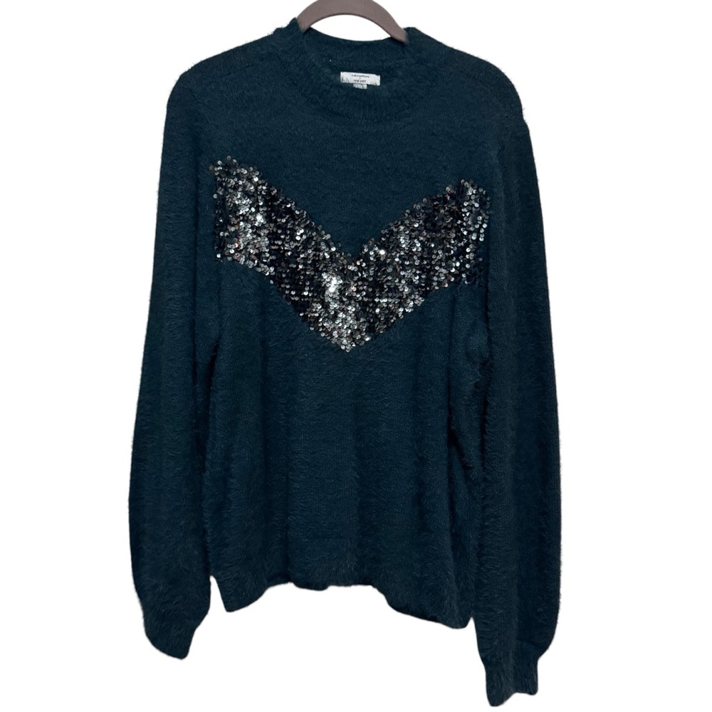 Cara Santana x Nine West - Green Sweater with Green Sequin Design - size L - Picture 2 of 7
